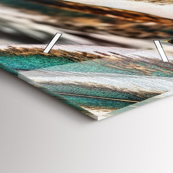 Zegar szklany pionowy Jasnobrązowe pióra ptaka