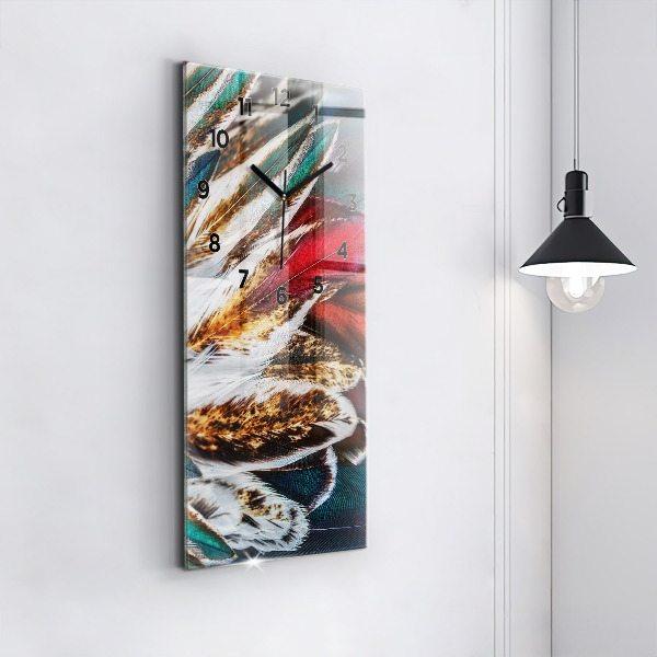 Zegar szklany pionowy Jasnobrązowe pióra ptaka