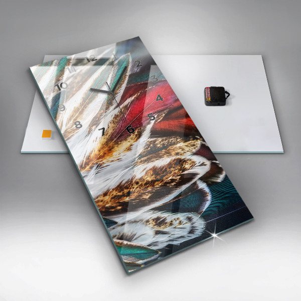 Zegar szklany pionowy Jasnobrązowe pióra ptaka