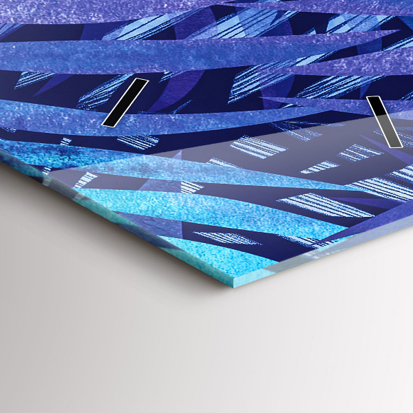 Zegar szklany pionowy Niebieski liście