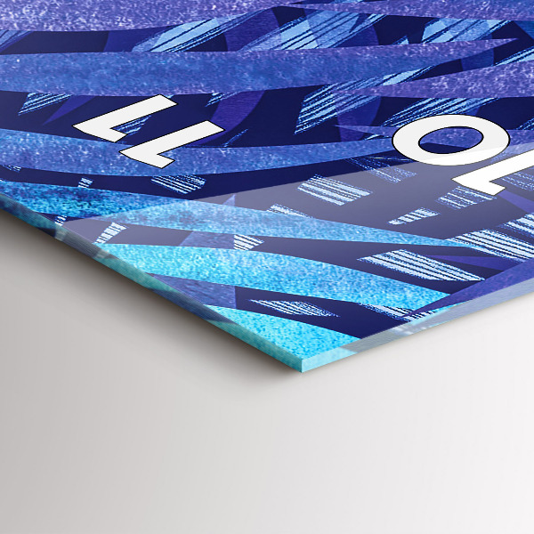 Zegar szklany pionowy Niebieski liście