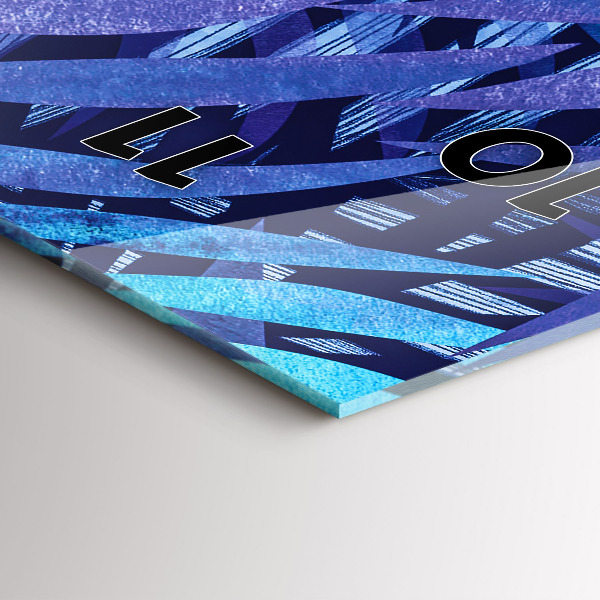 Zegar szklany pionowy Niebieski liście