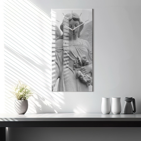 Zegar ścienny pionowy Stara rzeźba anioła