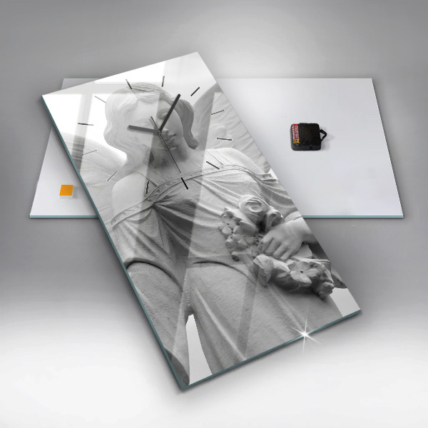 Zegar ścienny pionowy Stara rzeźba anioła