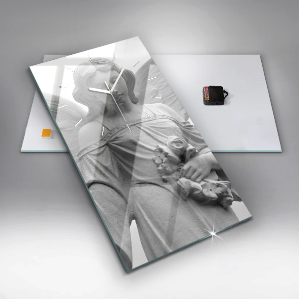 Zegar ścienny pionowy Stara rzeźba anioła