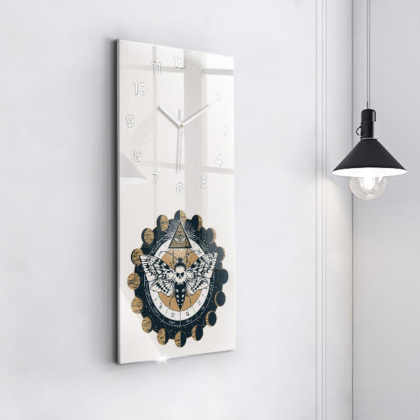 Zegar ścienny pionowy Fazy księżyca i oko