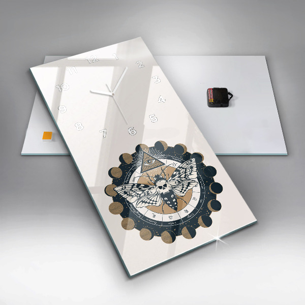 Zegar ścienny pionowy Fazy księżyca i oko