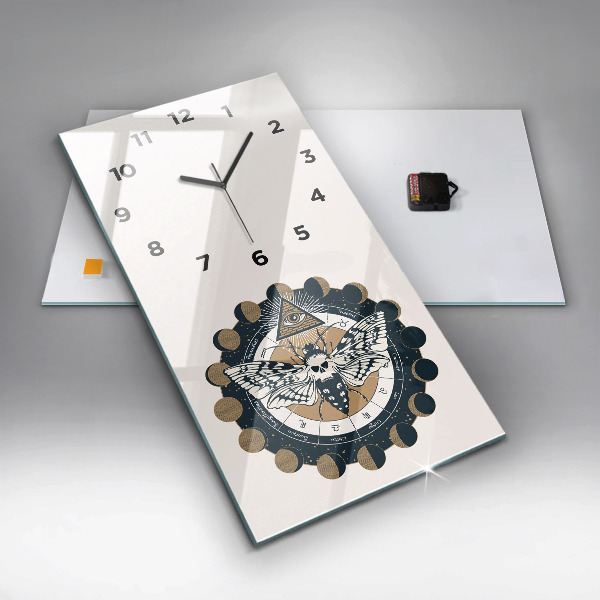 Zegar ścienny pionowy Fazy księżyca i oko