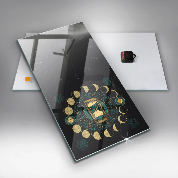 Zegar ścienny pionowy Fazy księżyca i klepsydra