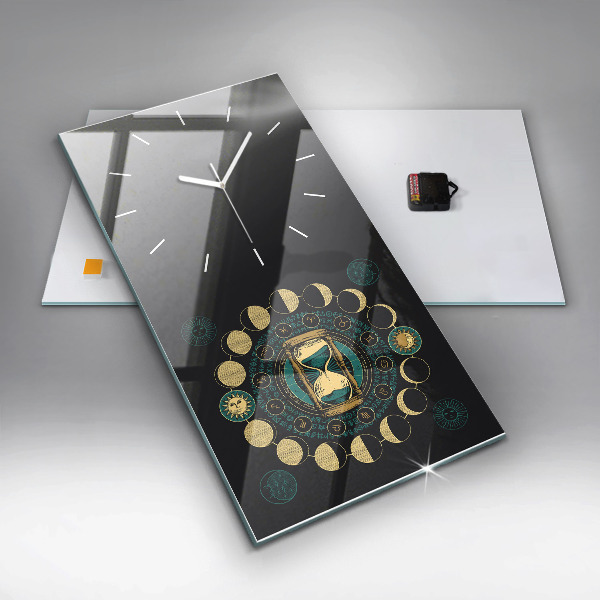 Zegar ścienny pionowy Fazy księżyca i klepsydra