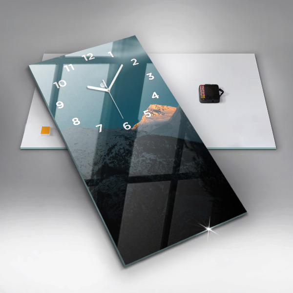 Zegar ścienny pionowy Zachód słońca w górach