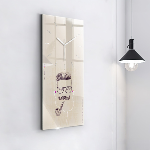 Zegar szklany pionowy Mężczyzna z fajką