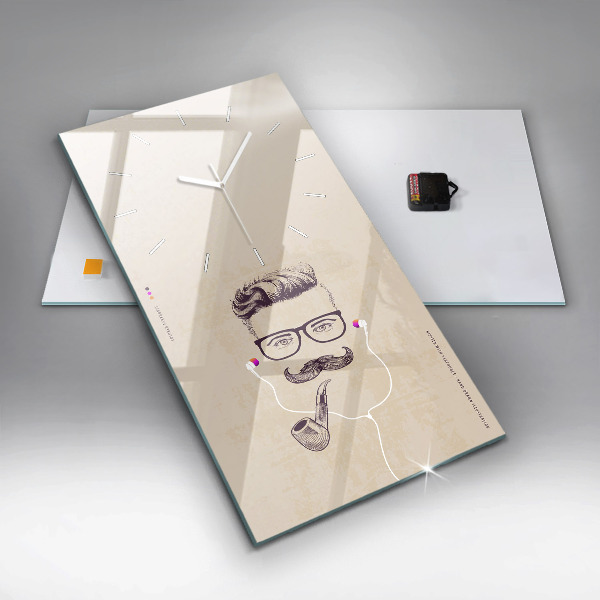 Zegar szklany pionowy Mężczyzna z fajką