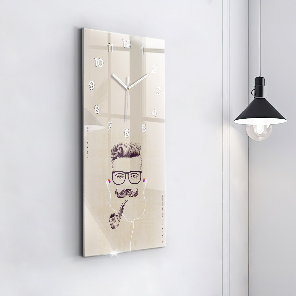 Zegar szklany pionowy Mężczyzna z fajką