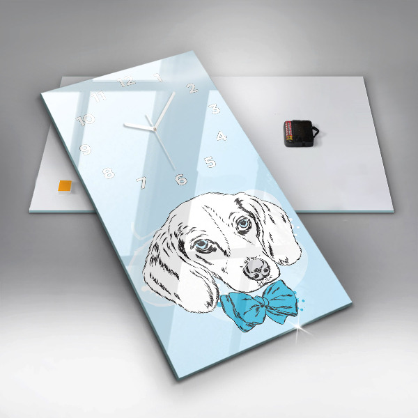 Zegar szklany pionowy Pies szczeniak