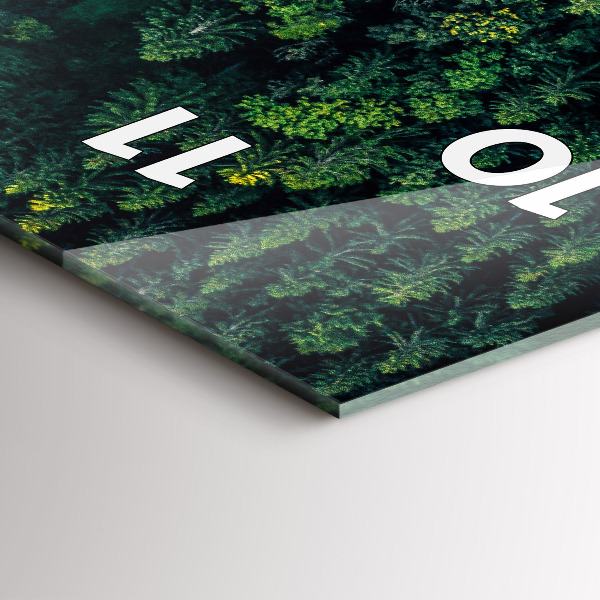 Zegar szklany pionowy Las z lotu ptaka