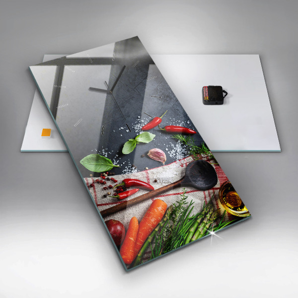 Zegar szklany pionowy Warzywa