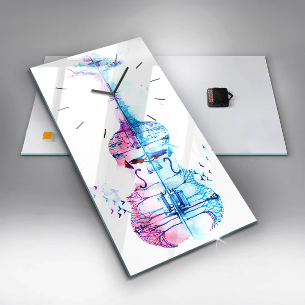 Zegar szklany pionowy Wiolonczela park jezioro