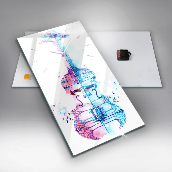 Zegar szklany pionowy Wiolonczela park jezioro