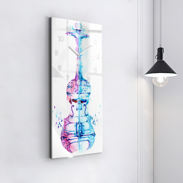 Zegar szklany pionowy Wiolonczela park jezioro