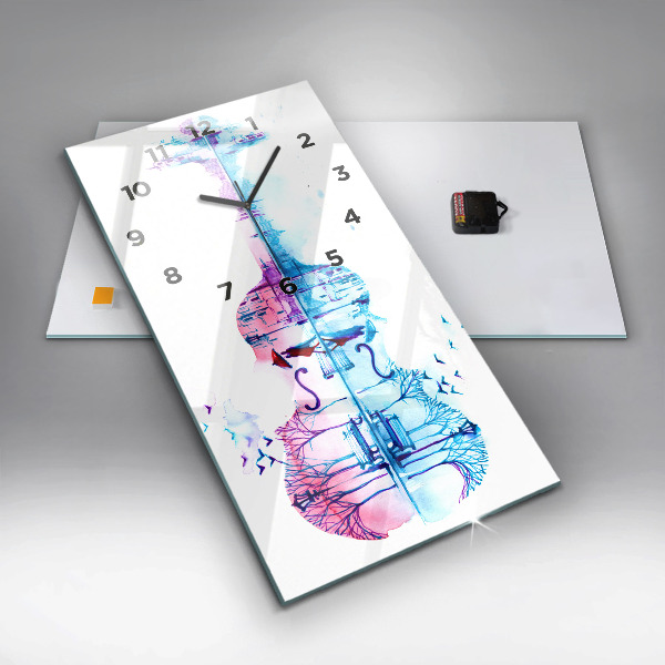 Zegar szklany pionowy Wiolonczela park jezioro