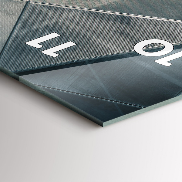 Zegar szklany pionowy Metalowa abstrakcja trójkąty