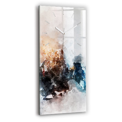 Zegar szklany pionowy Abstrakcyjne twarze