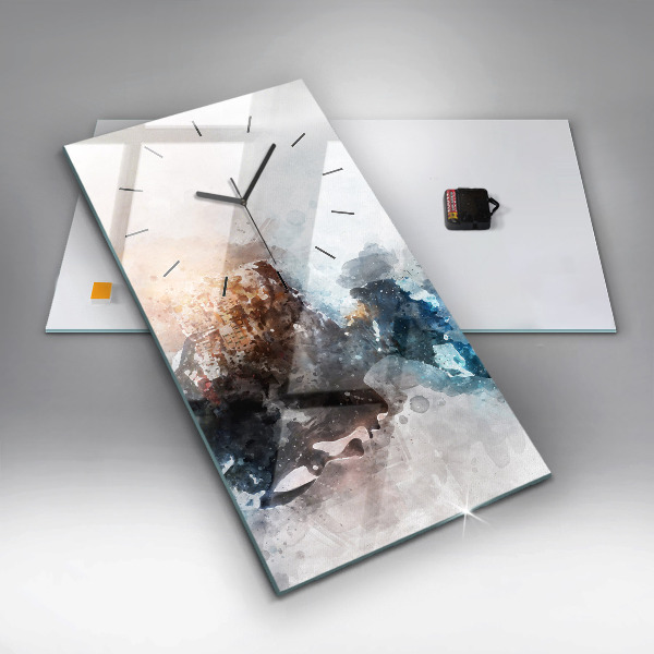 Zegar szklany pionowy Abstrakcyjne twarze