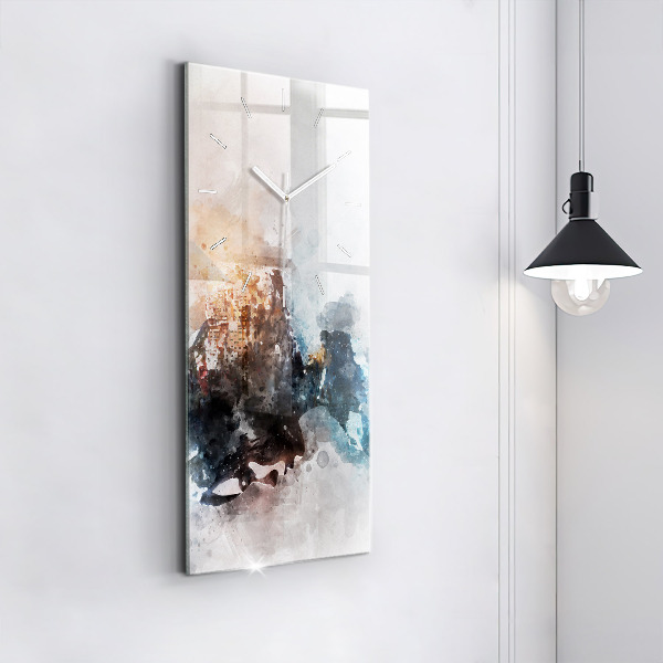 Zegar szklany pionowy Abstrakcyjne twarze