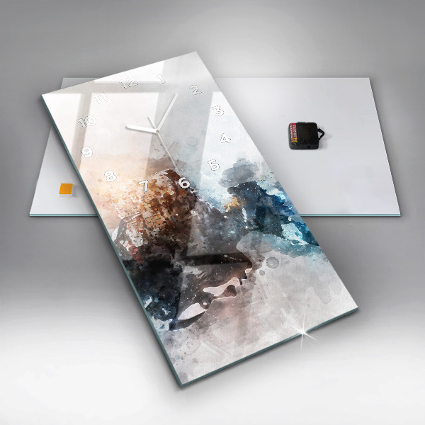 Zegar szklany pionowy Abstrakcyjne twarze