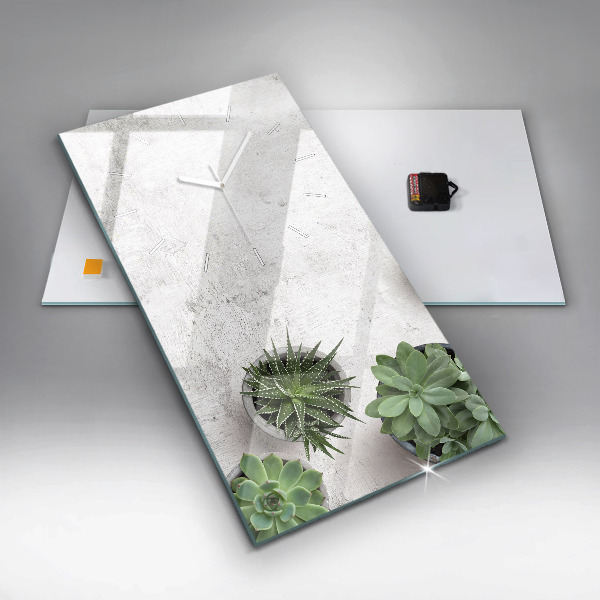 Zegar szklany pionowy Rośliny dekoracyjne