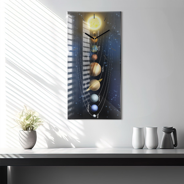 Zegar szklany pionowy Układ Słoneczny