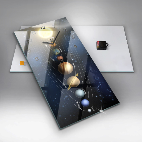 Zegar szklany pionowy Układ Słoneczny