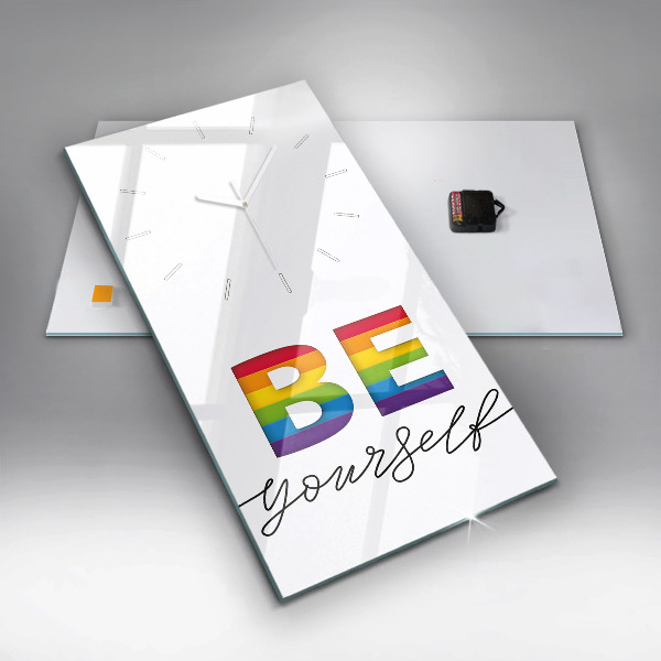 Zegar szklany pionowy Napis Be yourself