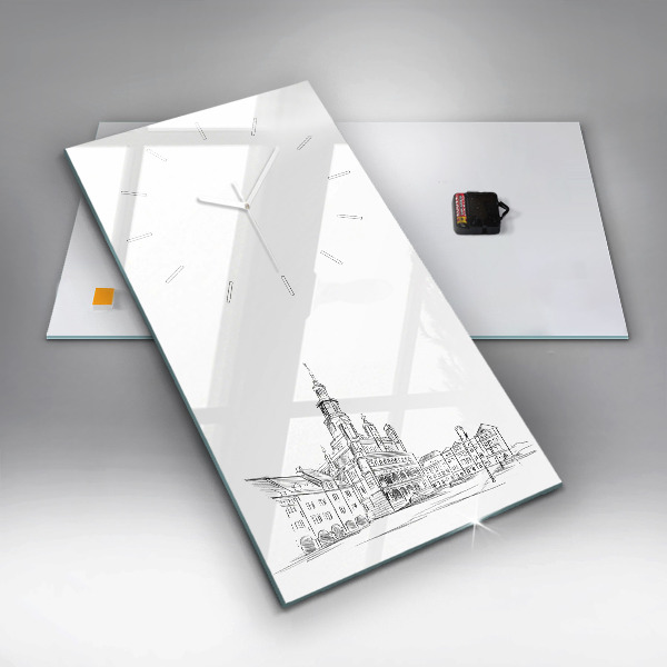 Zegar ścienny pionowy Szkic starego miasta Poznań