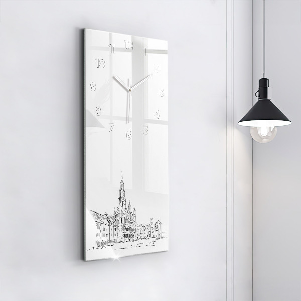 Zegar ścienny pionowy Szkic starego miasta Poznań