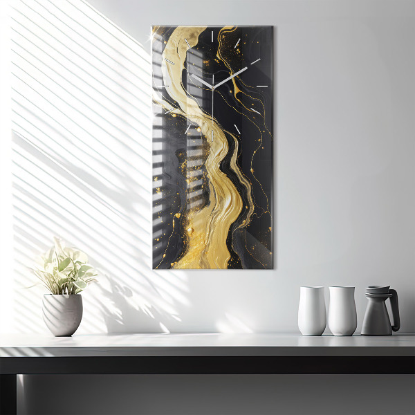 Zegar ścienny pionowy Złoty marmur