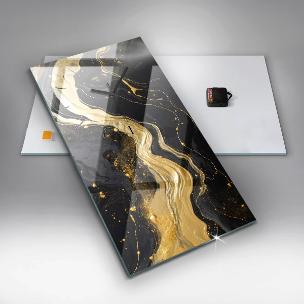 Zegar ścienny pionowy Złoty marmur