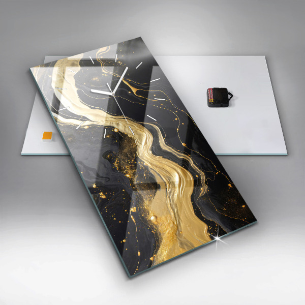 Zegar ścienny pionowy Złoty marmur