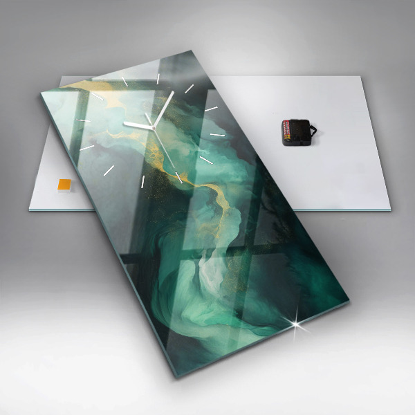 Zegar ścienny pionowy Zielony marmur