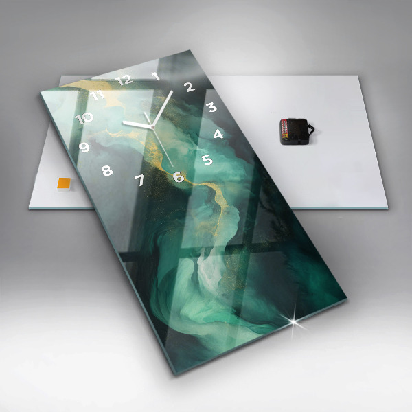Zegar ścienny pionowy Zielony marmur