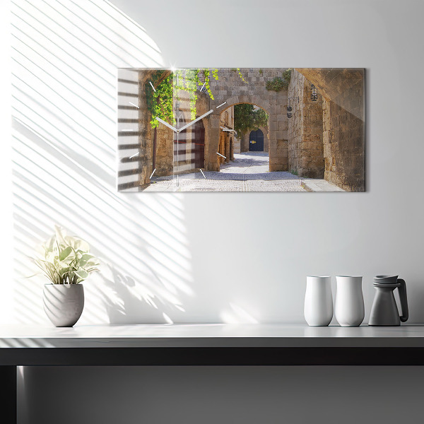 Zegar ścienny poziomy Malownicza ulica Rodos