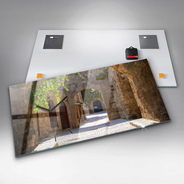 Zegar ścienny poziomy Malownicza ulica Rodos