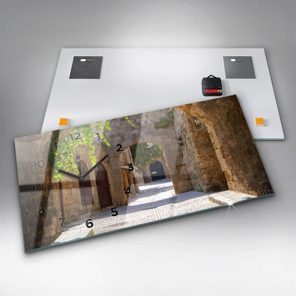 Zegar ścienny poziomy Malownicza ulica Rodos