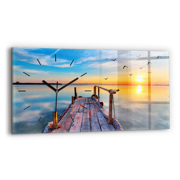 Zegar ścienny poziomy Jezioro pomost