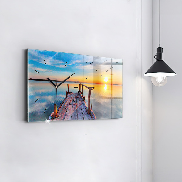 Zegar ścienny poziomy Jezioro pomost