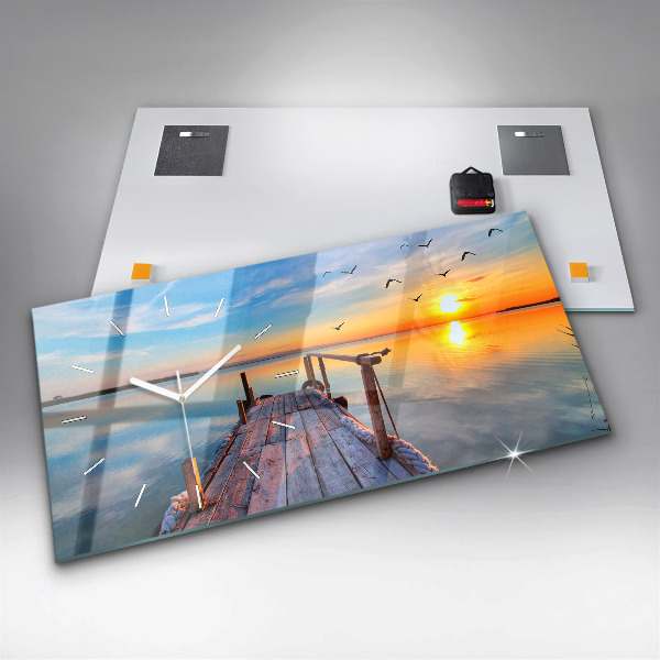 Zegar ścienny poziomy Jezioro pomost