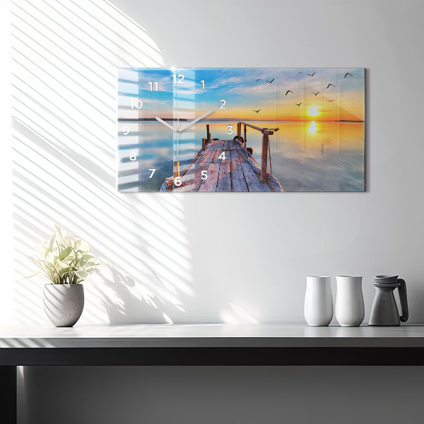 Zegar ścienny poziomy Jezioro pomost