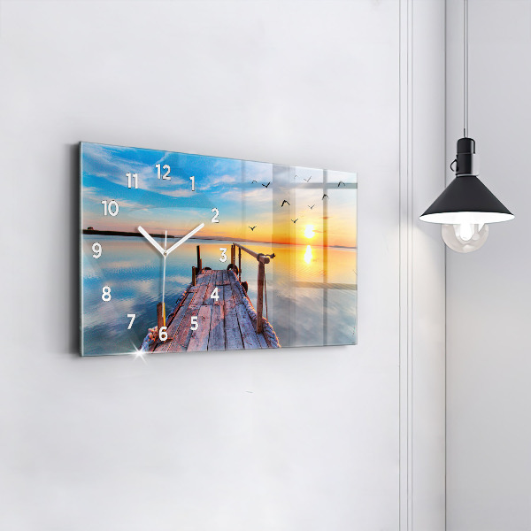 Zegar ścienny poziomy Jezioro pomost
