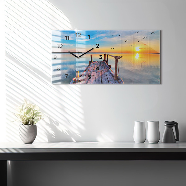 Zegar ścienny poziomy Jezioro pomost